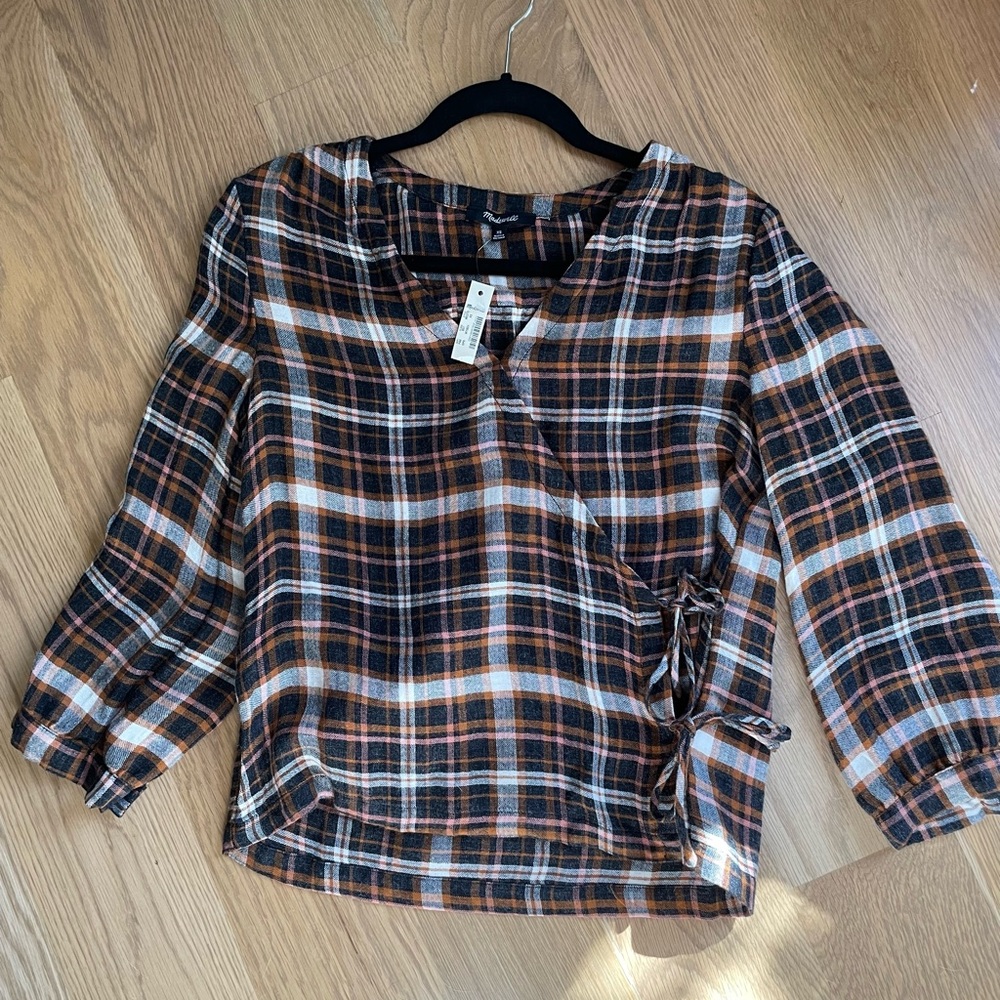Madewell plaid top XS
